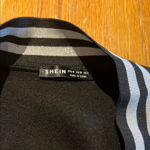 Black Varsity Jacket with Silver Accents - Picture 2 of 3